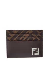 FENDI Fendi Ff Squared Canvas & Leather Card Case
