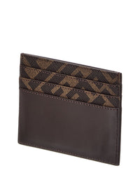 FENDI Fendi Ff Squared Canvas & Leather Card Case