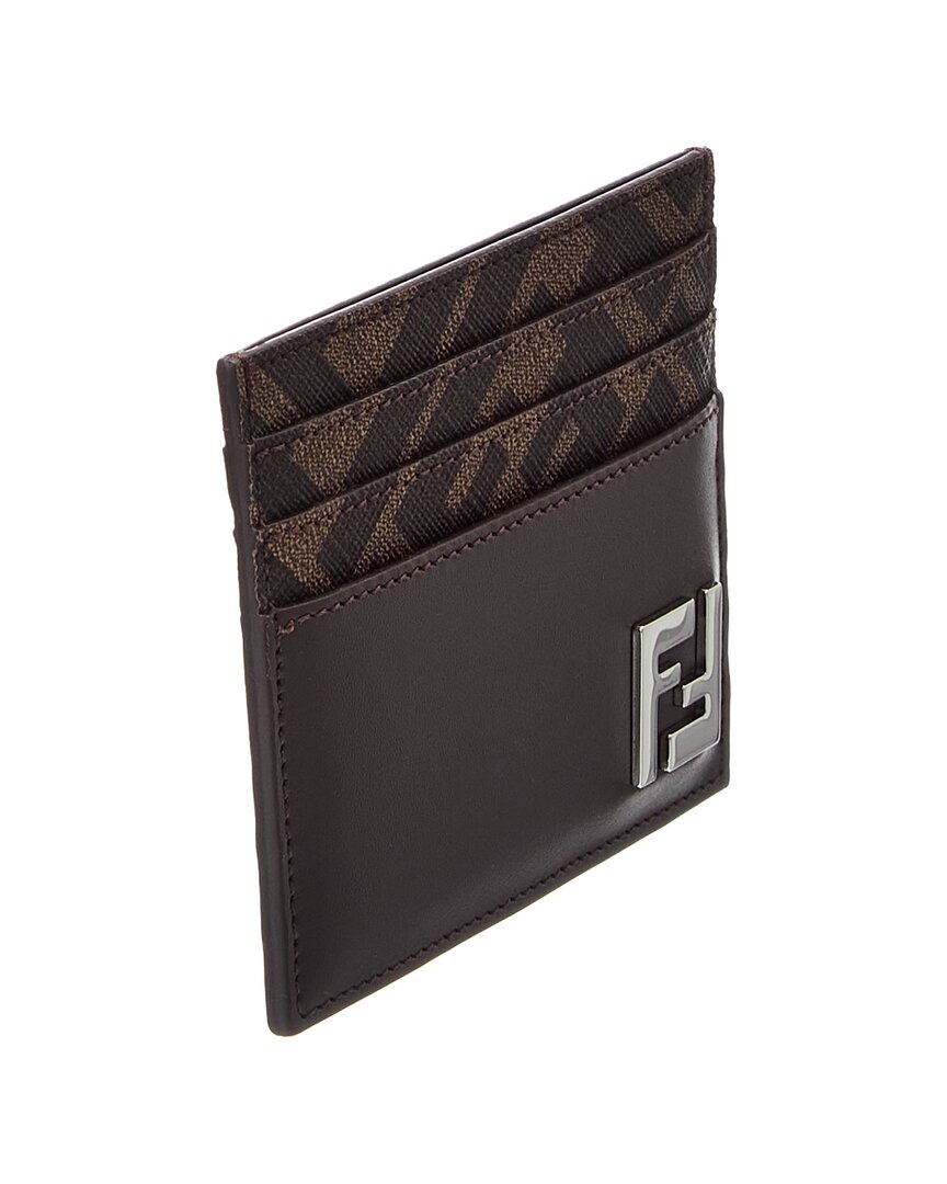 FENDI Fendi Ff Squared Canvas & Leather Card Case