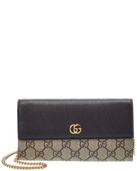 Gucci Gucci Gg Marmont Gg Supreme Canvas & Leather Wallet On Chain