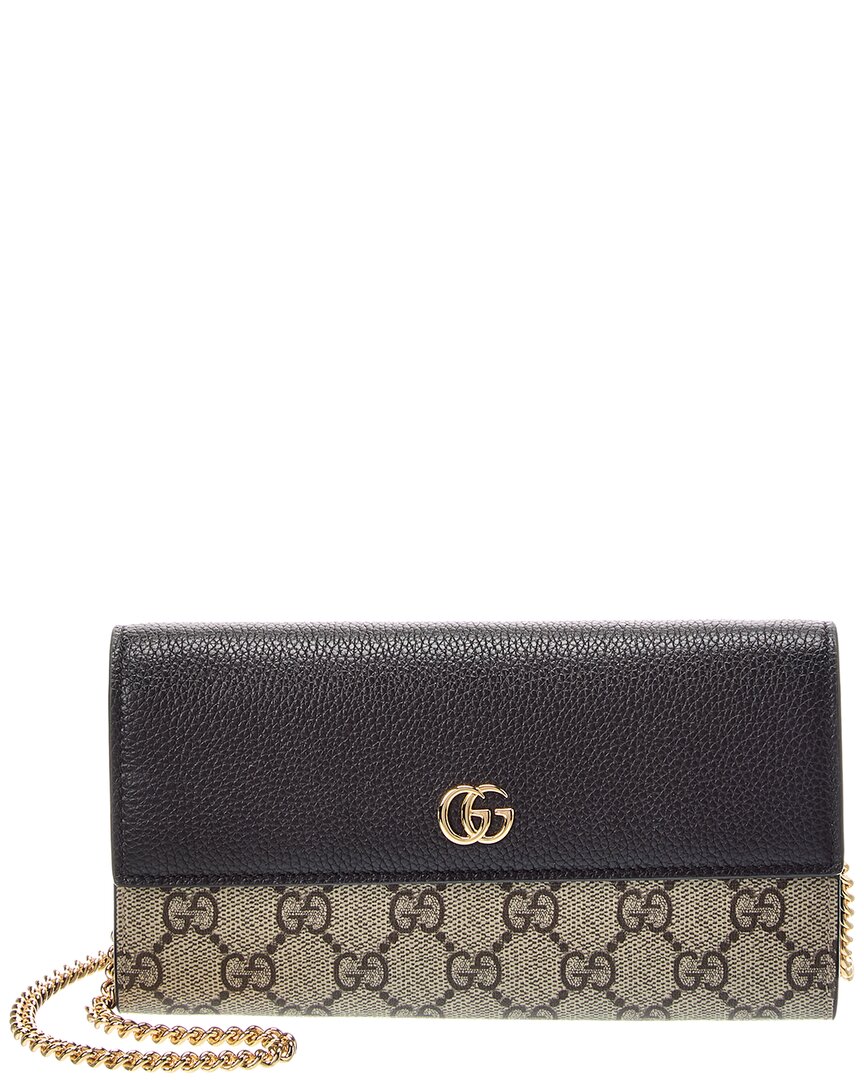 Gucci Gucci Gg Marmont Gg Supreme Canvas & Leather Wallet On Chain