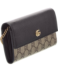 Gucci Gucci Gg Marmont Gg Supreme Canvas & Leather Wallet On Chain