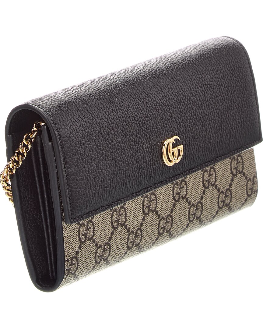 Gucci Gucci Gg Marmont Gg Supreme Canvas & Leather Wallet On Chain