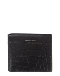 Saint Laurent Saint Laurent East/West Croc-Embossed Leather Wallet
