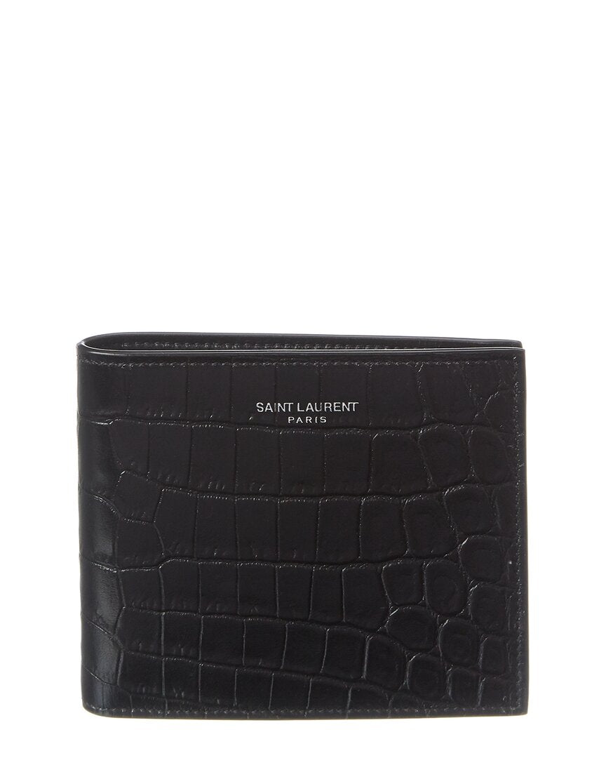 Saint Laurent Saint Laurent East/West Croc-Embossed Leather Wallet