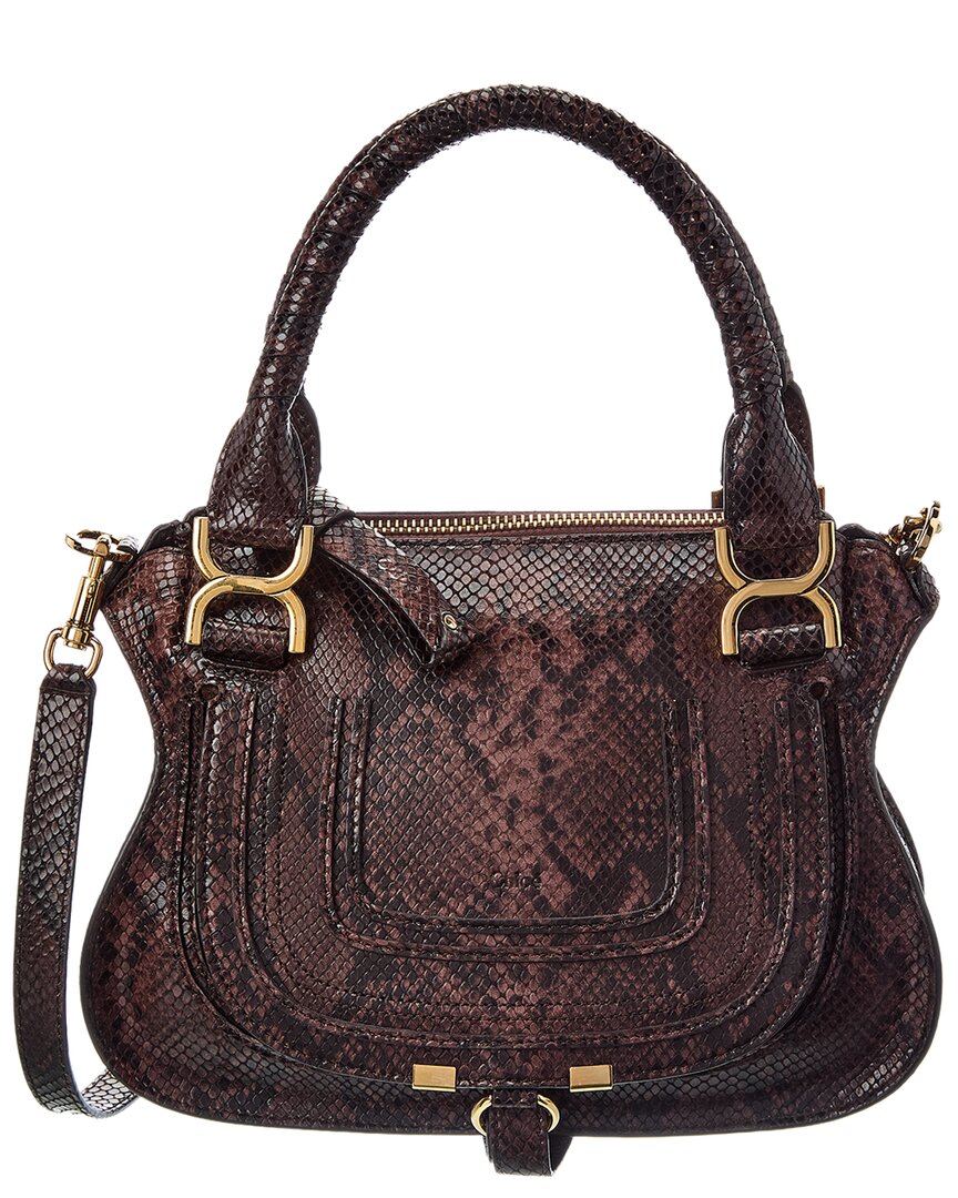 Chloé Chloé Marcie Small Snake-Embossed Leather Satchel