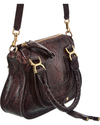Chloé Chloé Marcie Small Snake-Embossed Leather Satchel