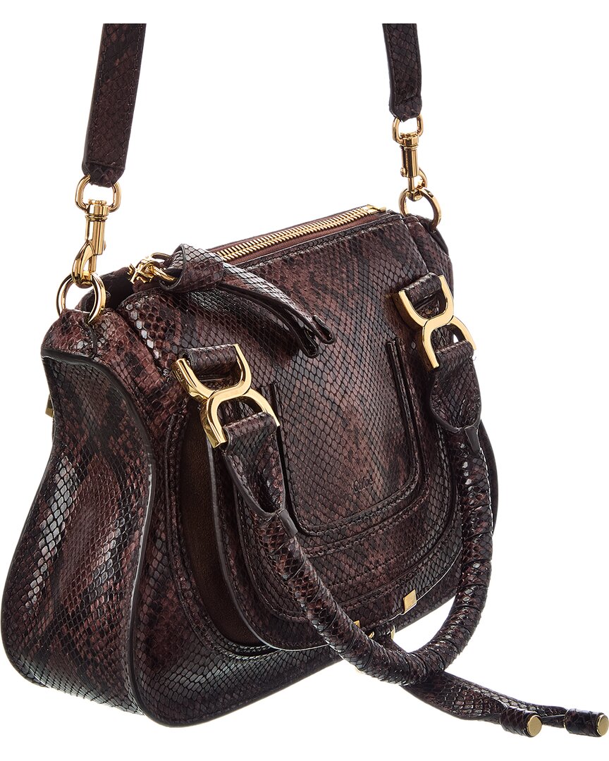 Chloé Chloé Marcie Small Snake-Embossed Leather Satchel