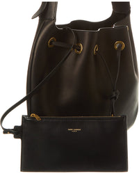 Saint Laurent Drawstring Leather Bucket Bag