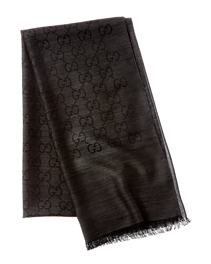 Gucci Logo Small Jacquard Wool & Silk-Blend Scarf