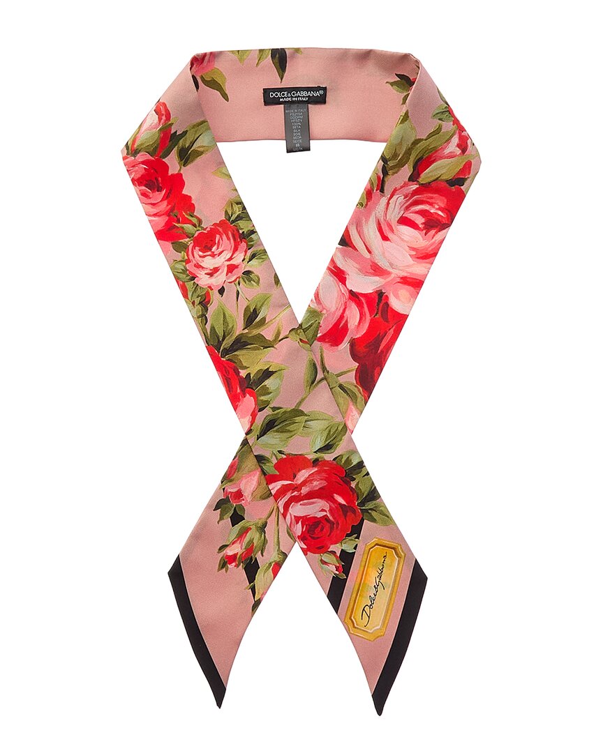 Dolce & Gabbana Rose Bouquet Print Silk Scarf