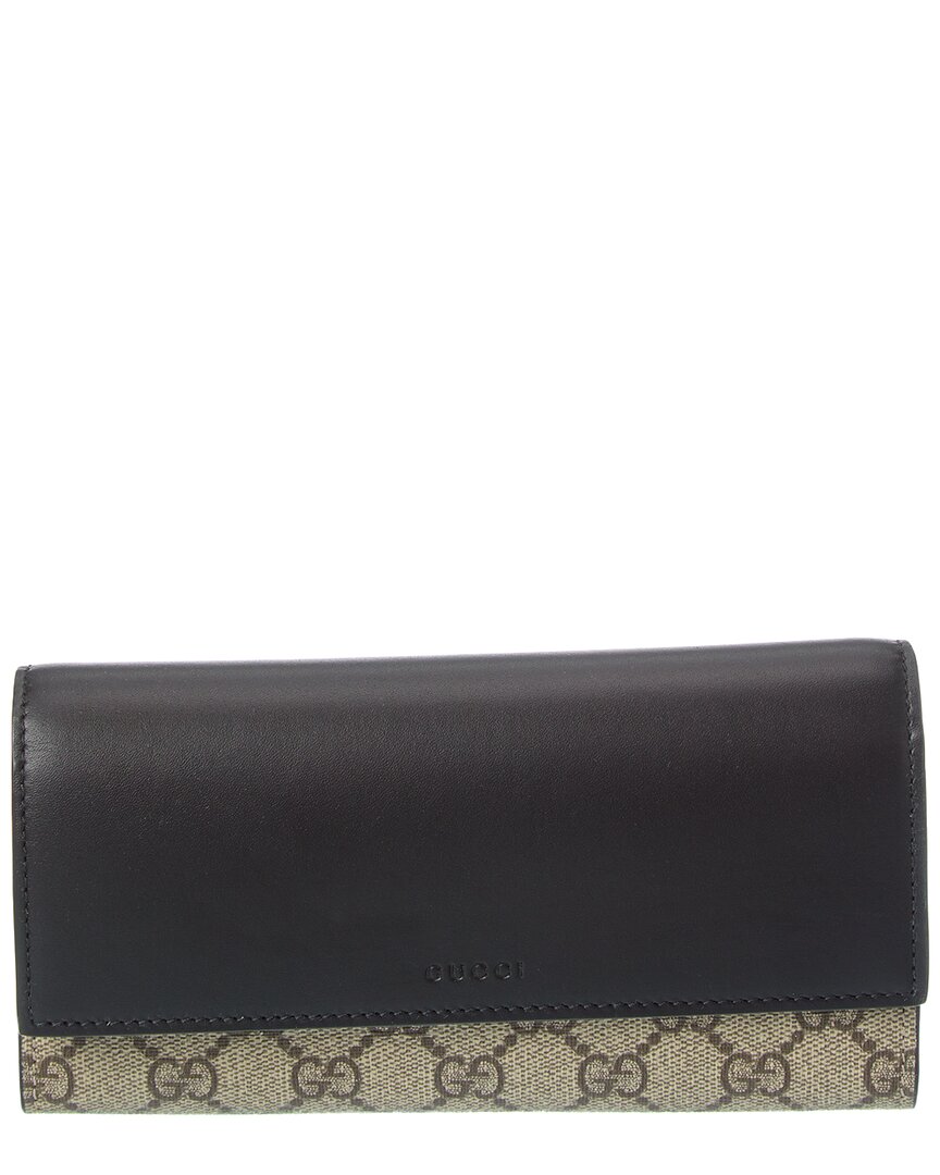 Gucci Gg Supreme Canvas & Leather Long Wallet