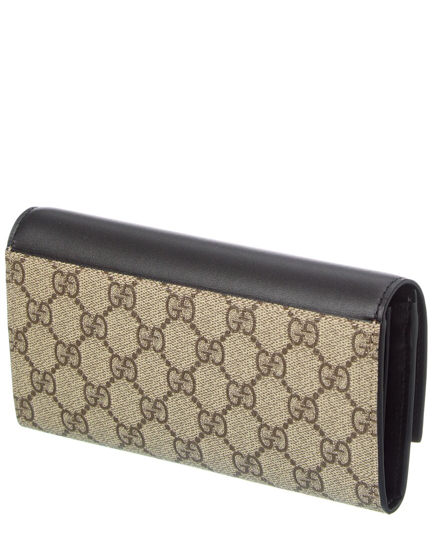 Gucci Gg Supreme Canvas & Leather Long Wallet