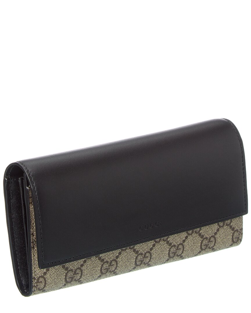 Gucci Gg Supreme Canvas & Leather Long Wallet