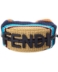 FENDI Fendi Fendigraphy Mini Crochet & Leather Hobo Bag