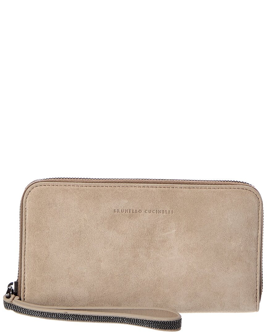 Brunello Cucinelli Brunello Cucinelli Suede Zip Around Wallet