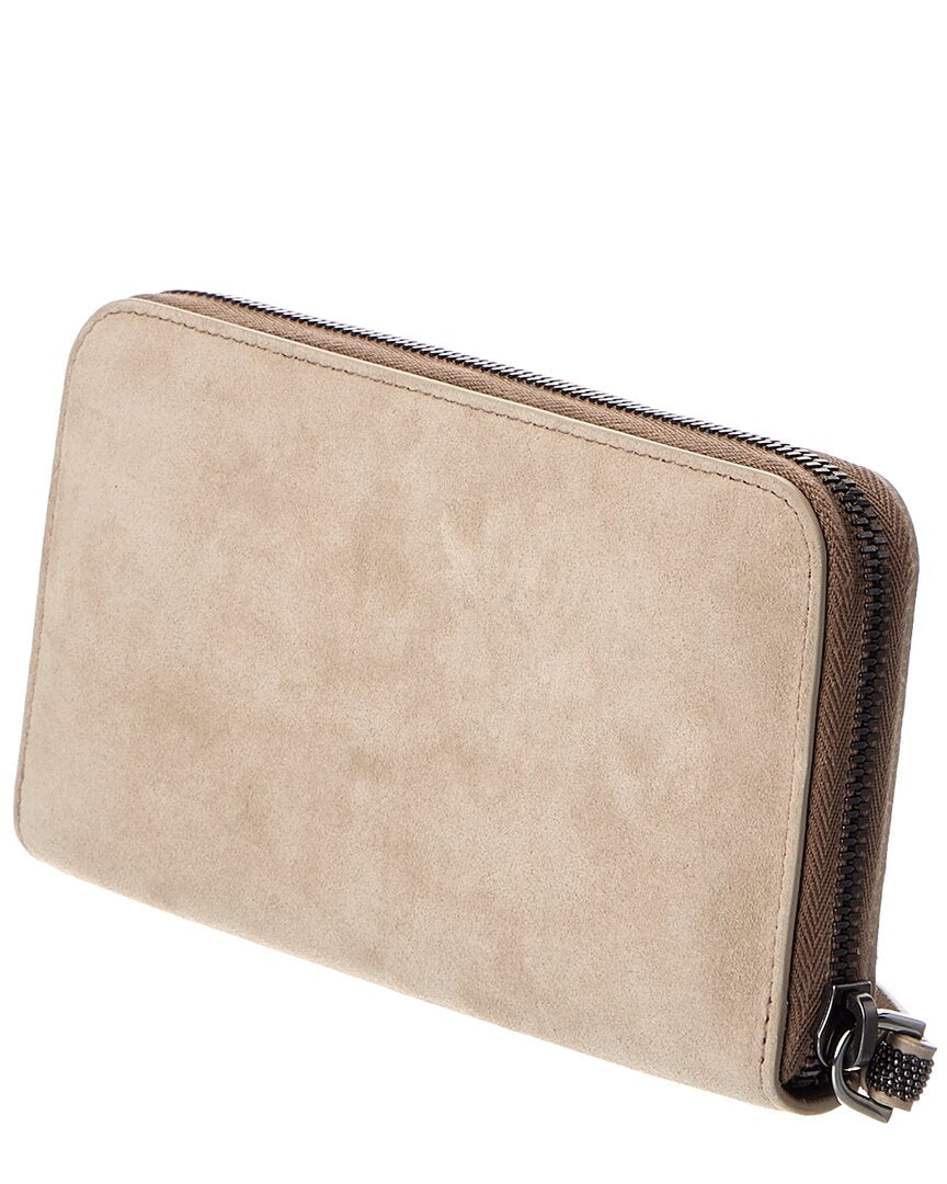 Brunello Cucinelli Brunello Cucinelli Suede Zip Around Wallet