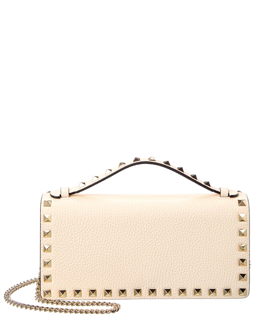 Valentino Valentino Rockstud Grainy Leather Wallet On Chain