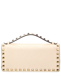Valentino Valentino Rockstud Grainy Leather Wallet On Chain