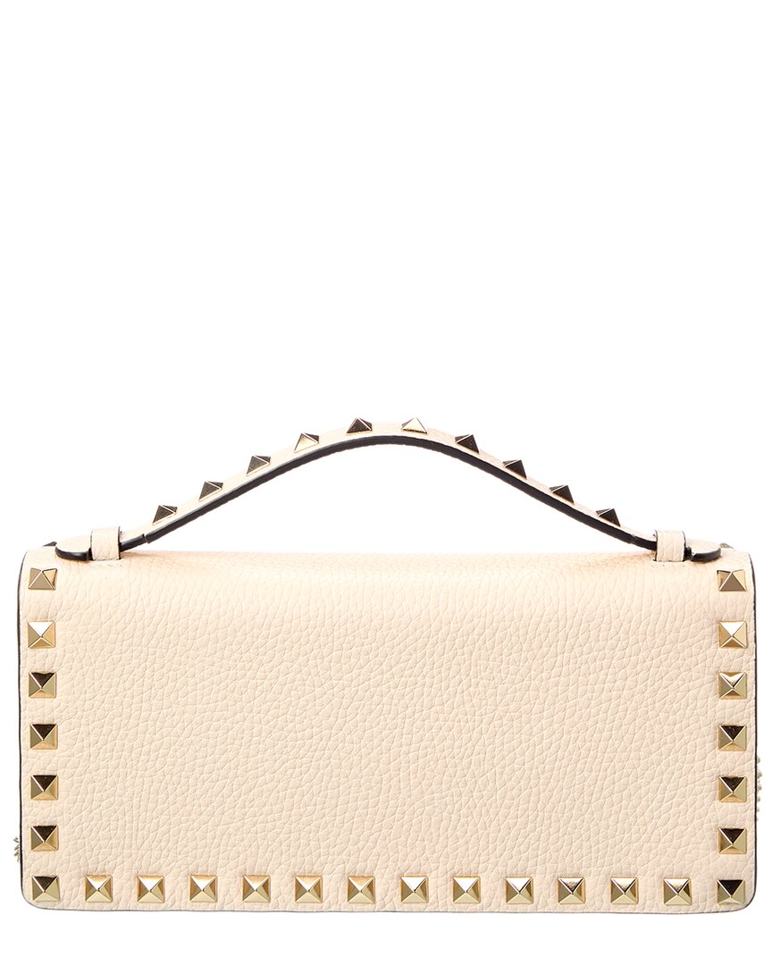 Valentino Valentino Rockstud Grainy Leather Wallet On Chain