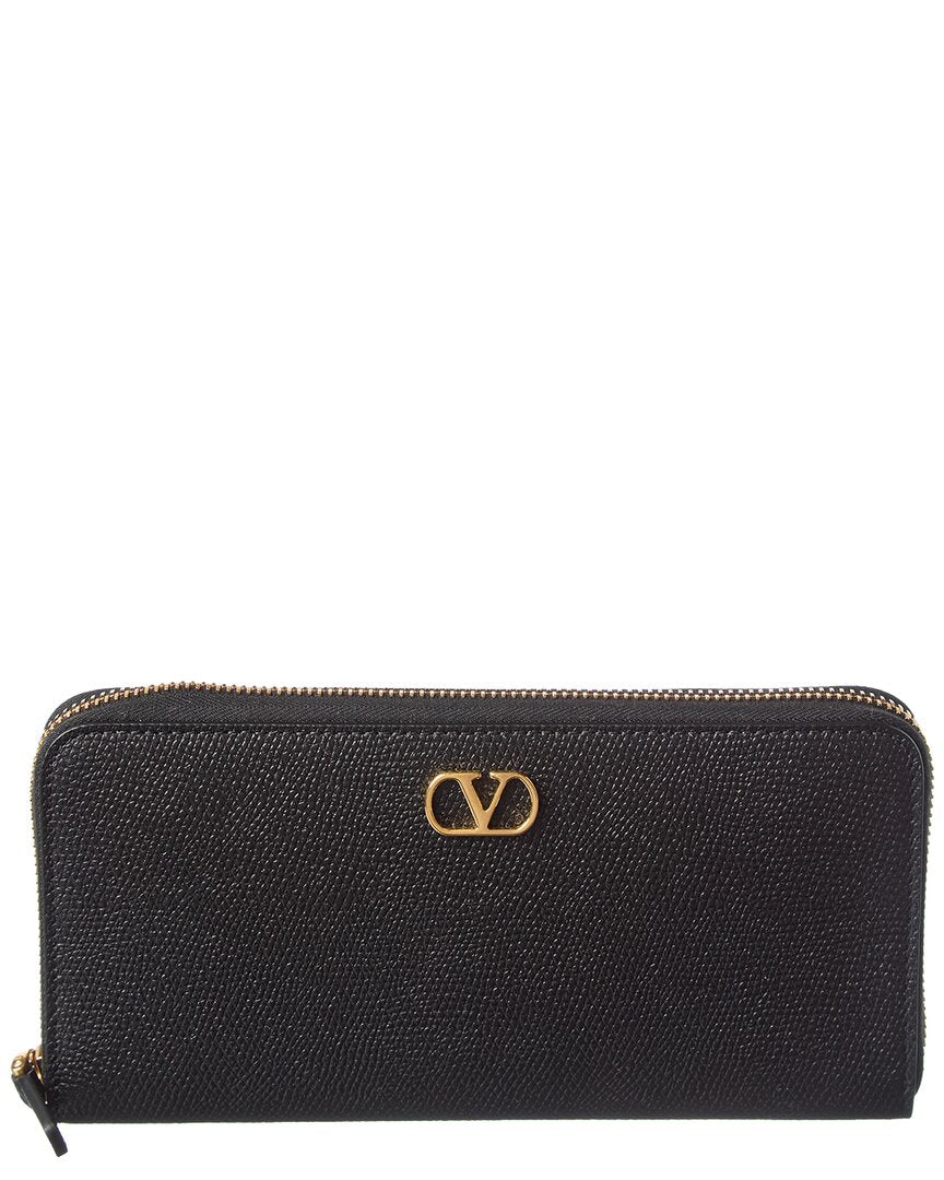 Valentino Valentino Vlogo Leather Ziparound Wallet