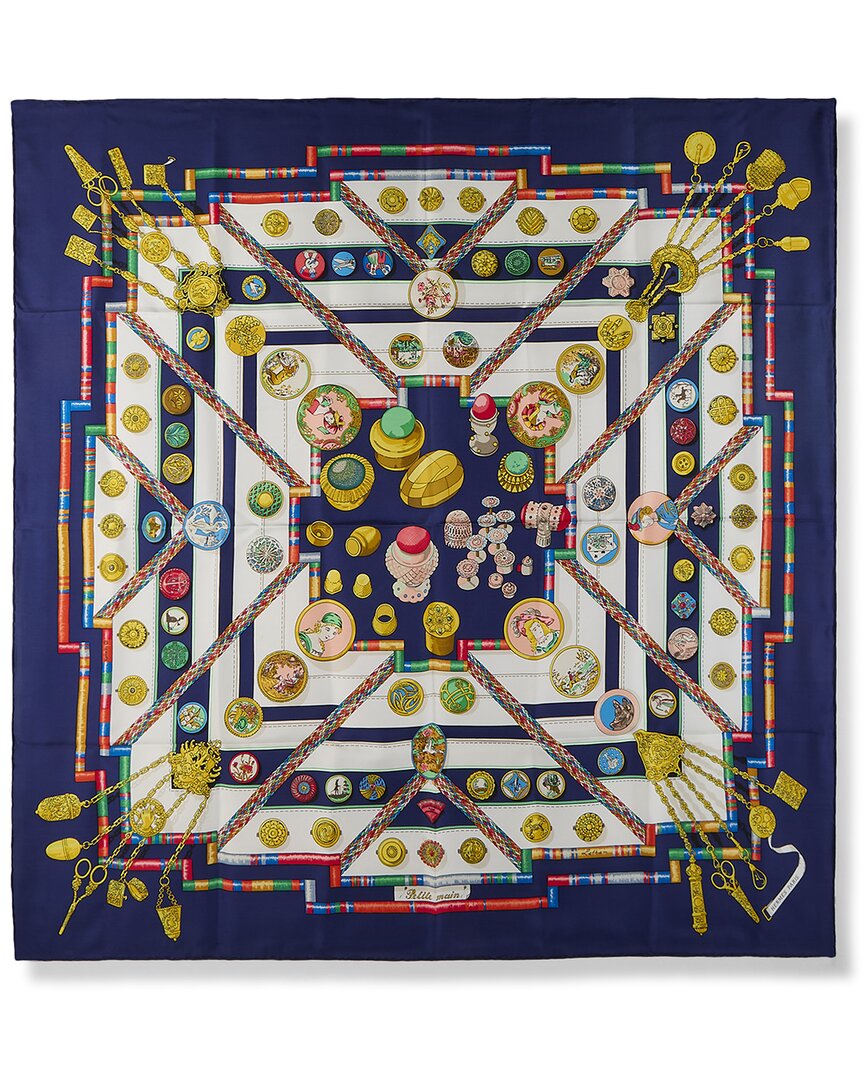 Pre-Owned Hermès Petite Main By Caty Latham Mm Printed Silk Scarf (Authentic Pre-Loved)