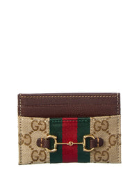 Gucci Gucci Horsebit Web Gg Canvas & Leather Card Case