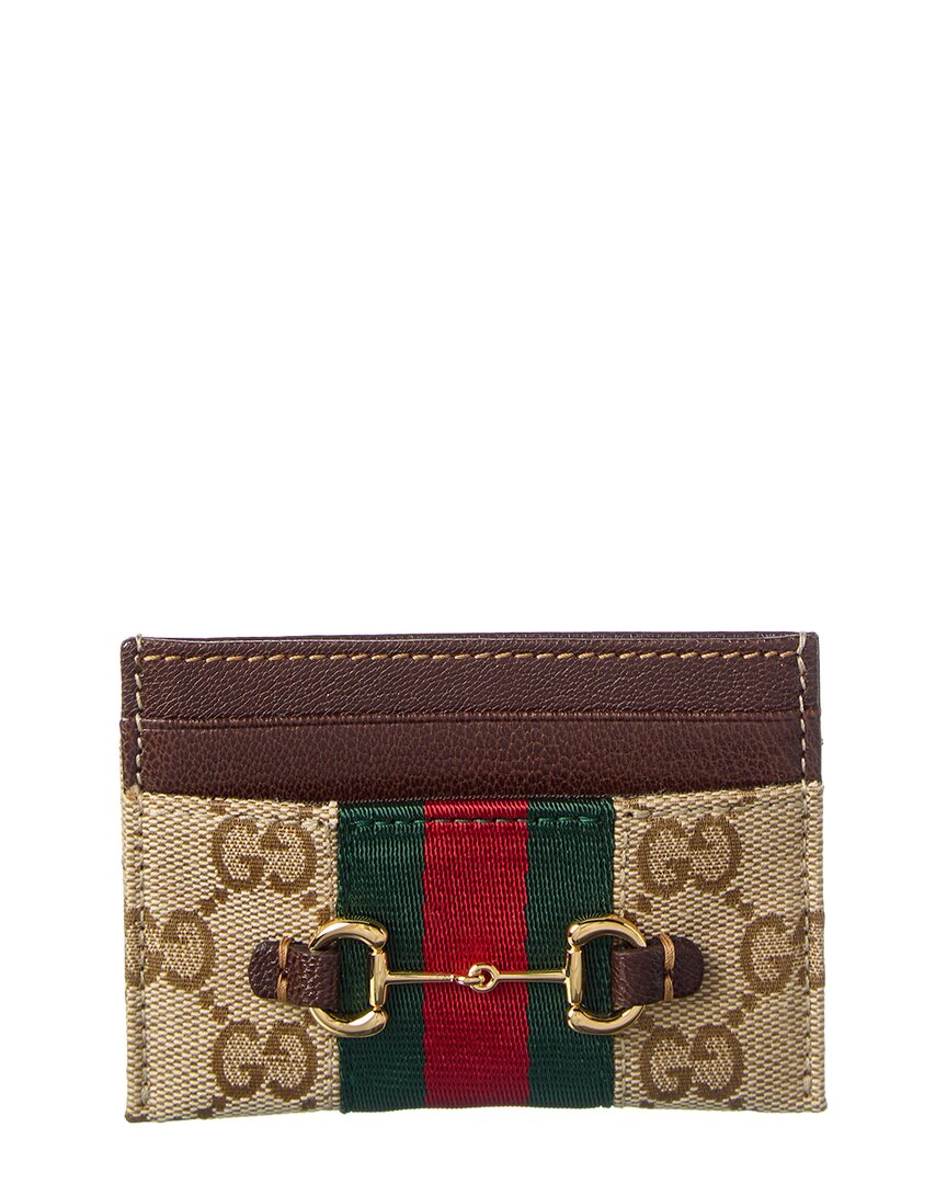 Gucci Gucci Horsebit Web Gg Canvas & Leather Card Case