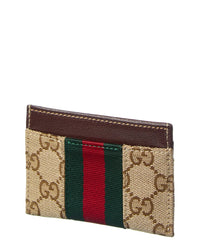 Gucci Gucci Horsebit Web Gg Canvas & Leather Card Case