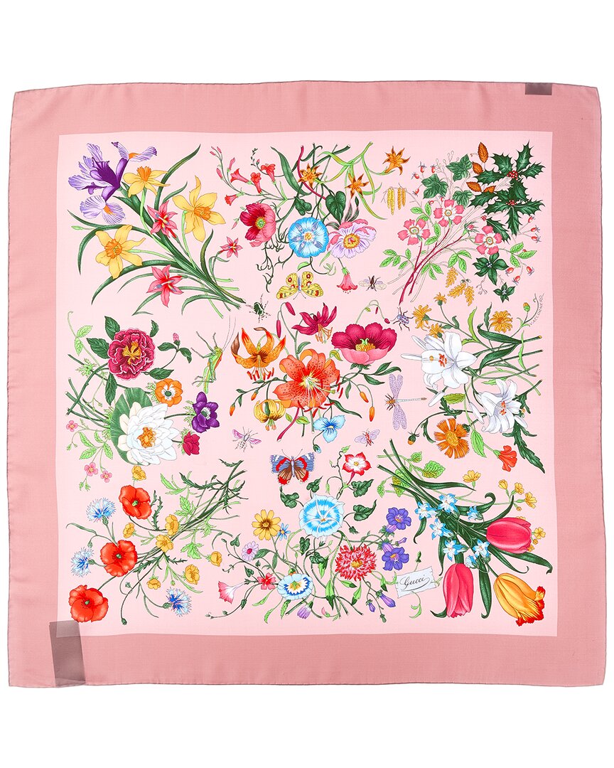 Gucci Gucci Printed Flora Silk Twill Carre
