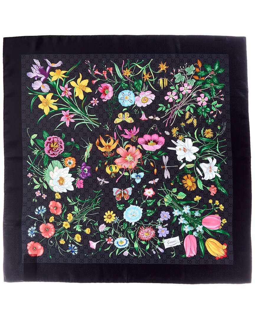 Gucci Gucci Printed Gg Silk Twill Carre