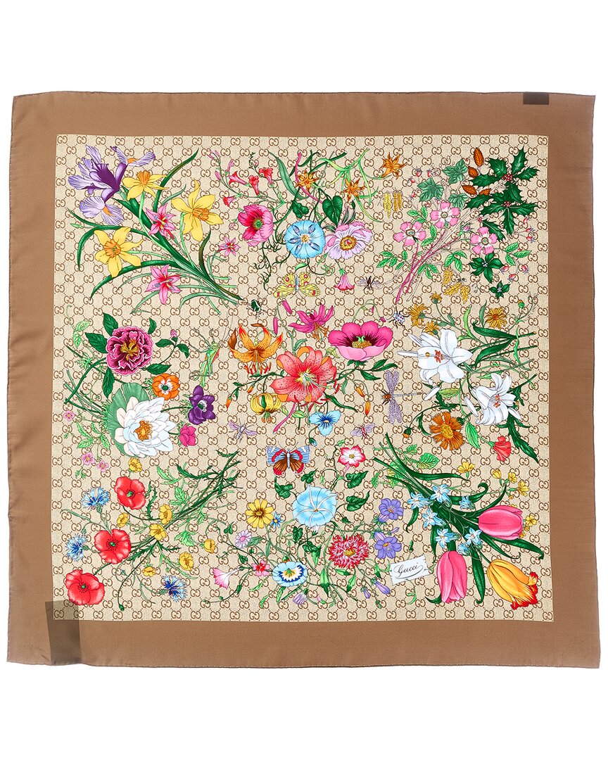 Gucci Gucci Printed Gg Silk Twill Carre