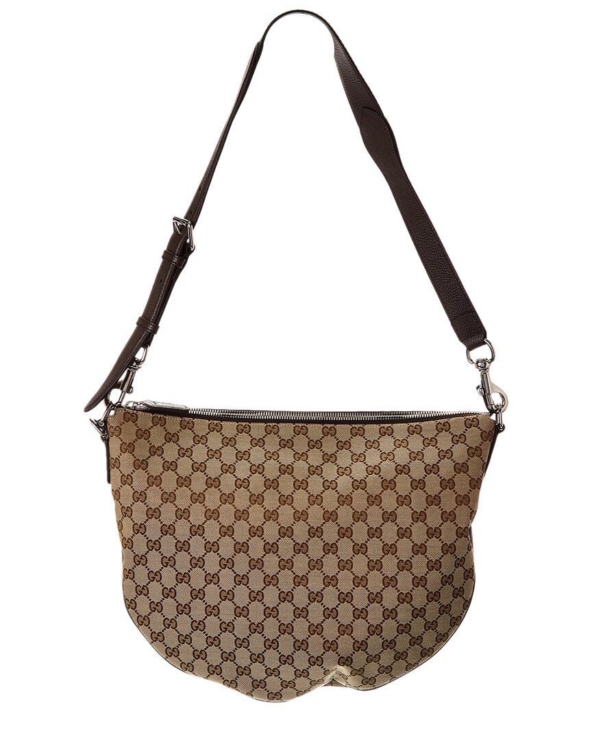 Gucci Gucci B Medium Gg Canvas & Leather Shoulder Bag