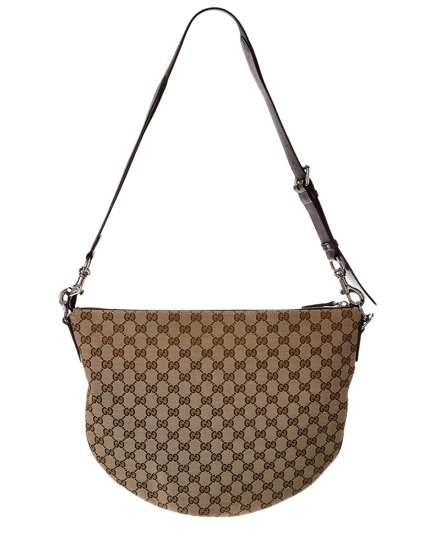 Gucci Gucci B Medium Gg Canvas & Leather Shoulder Bag