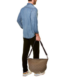Gucci Gucci B Medium Gg Canvas & Leather Shoulder Bag