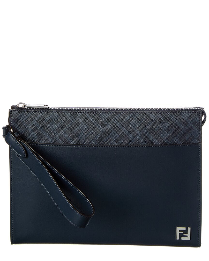 FENDI Fendi Ff Diagonal Leather Pouch