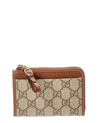 Gucci Gucci Gg Supreme Canvas & Leather Card Case
