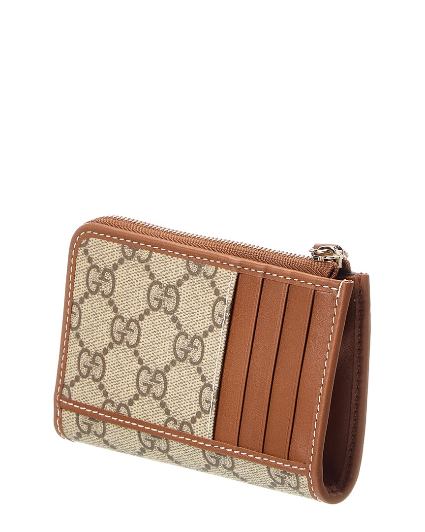 Gucci Gucci Gg Supreme Canvas & Leather Card Case