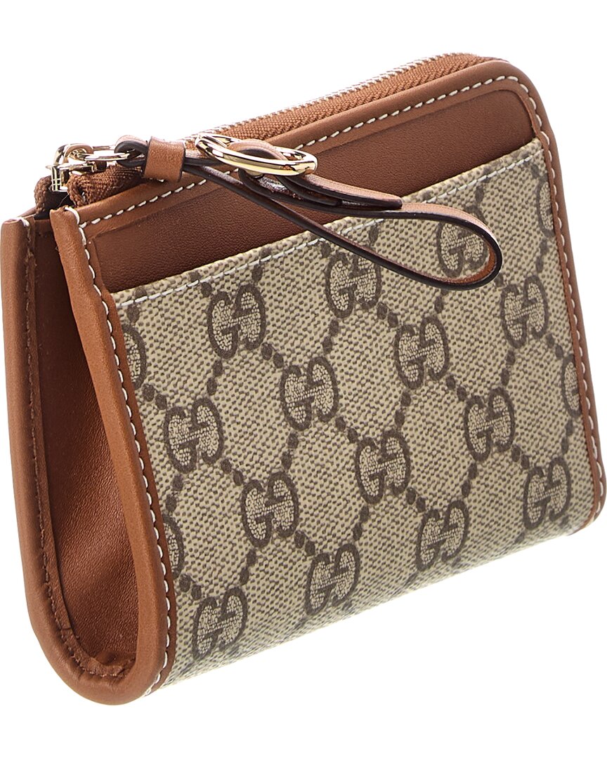 Gucci Gucci Gg Supreme Canvas & Leather Card Case