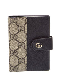 Gucci Gucci Gg Marount Supreme Gg Canvas& Leather Card Case