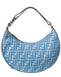 FENDI Fendi Ff Monogram Leather & Jacquard Hobo Bag