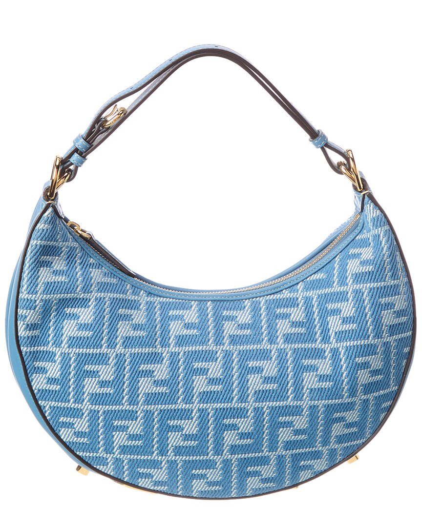 FENDI Fendi Ff Monogram Leather & Jacquard Hobo Bag