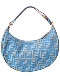 FENDI Fendi Ff Monogram Leather & Jacquard Hobo Bag