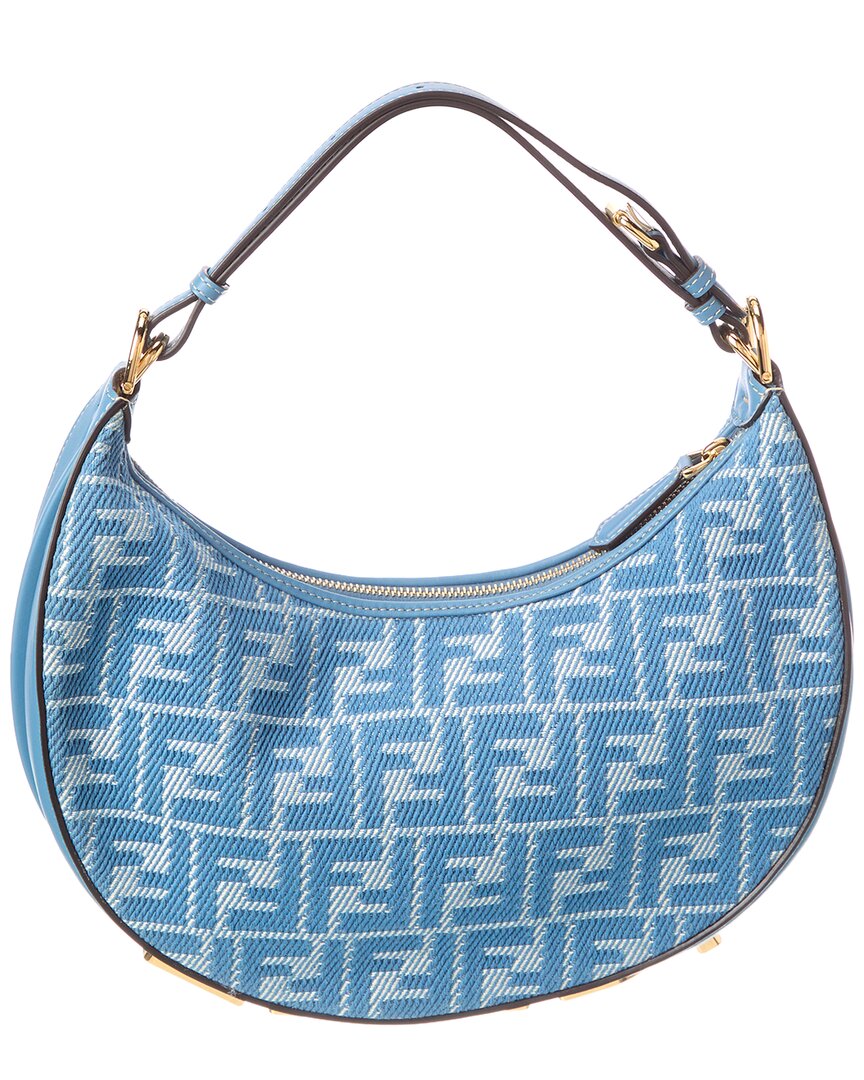 FENDI Fendi Ff Monogram Leather & Jacquard Hobo Bag