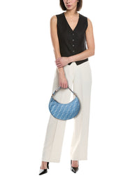 FENDI Fendi Ff Monogram Leather & Jacquard Hobo Bag