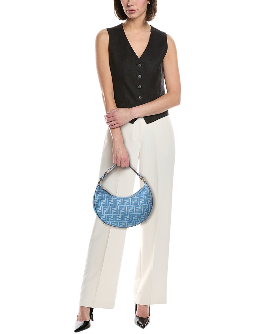 FENDI Fendi Ff Monogram Leather & Jacquard Hobo Bag