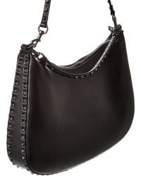 Valentino Rockstud Grainy Leather Hobo Bag