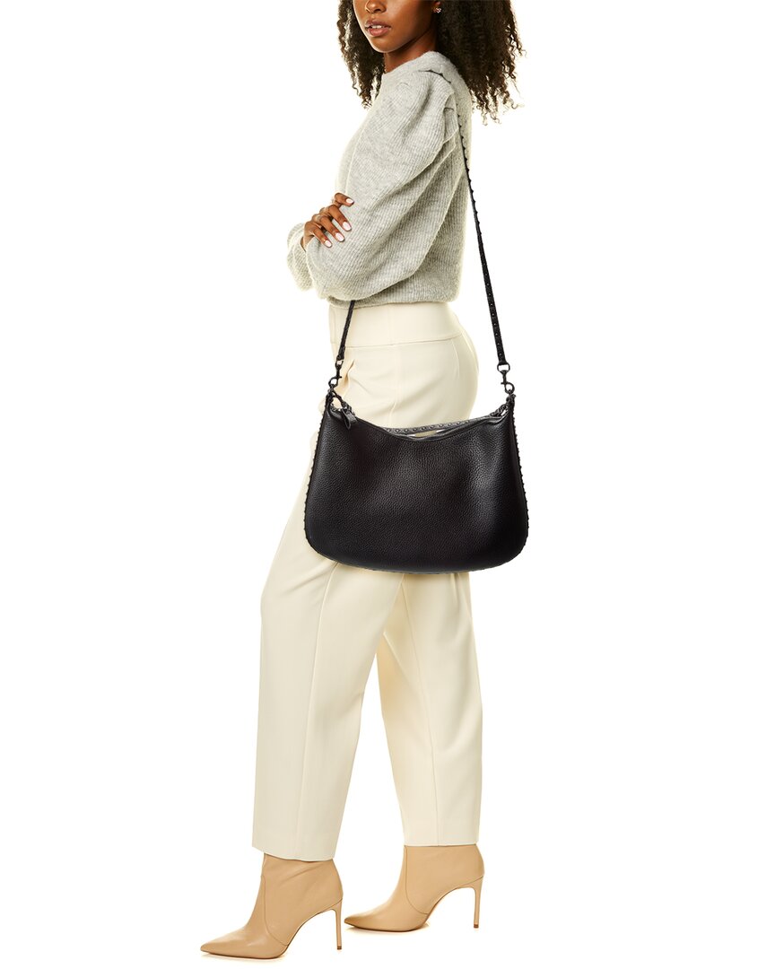 Valentino Rockstud Grainy Leather Hobo Bag
