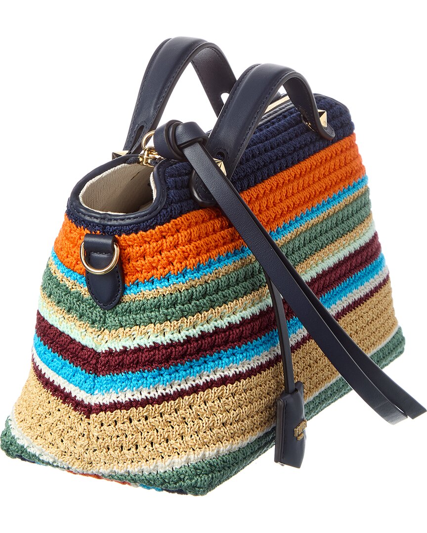 FENDI Fendi By The Way Soft Medium Crochet & Leather Clutch