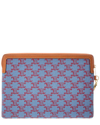 Celine Triomphe Small Canvas & Leather Clutch